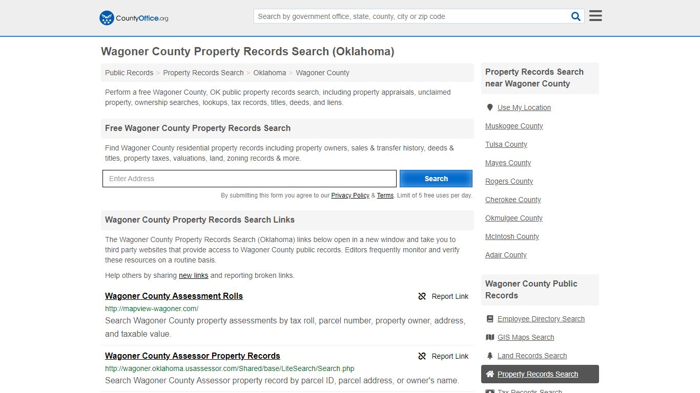 Property Records Search - Wagoner County, OK (Assessments ...